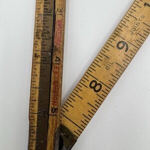 Vintage 36" Lufkin X46 Wooden Folding‎ Ruler Extension Rule, Brass Slide